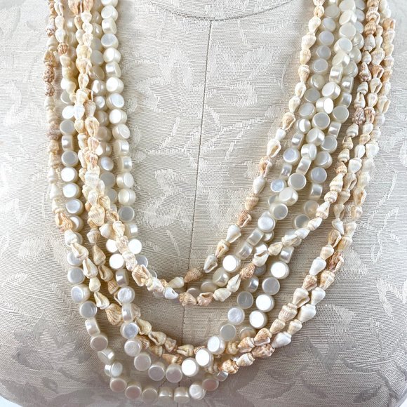 Beachy Pearl Shell Adjustable Layer Necklaces - Picture 6 of 9
